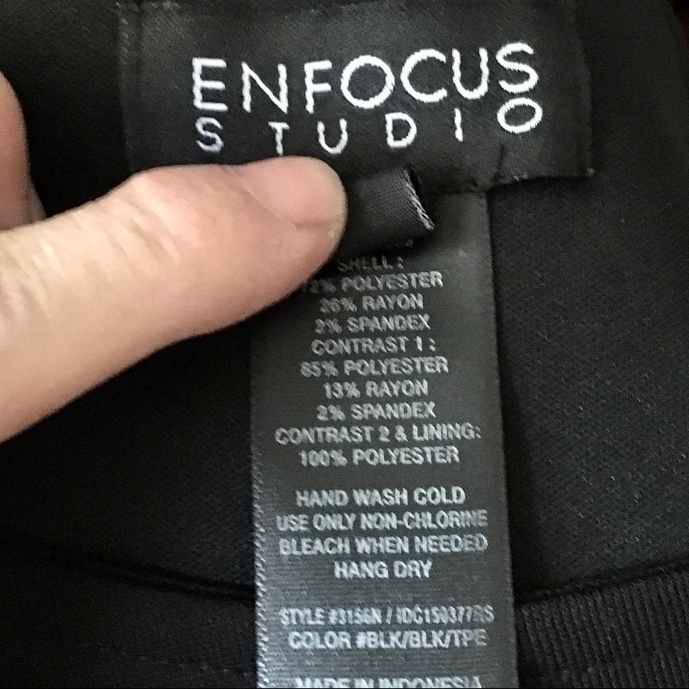 EN FOCUS STUDIO black & tan peplum dress w/ mesh - Picture 5 of 6